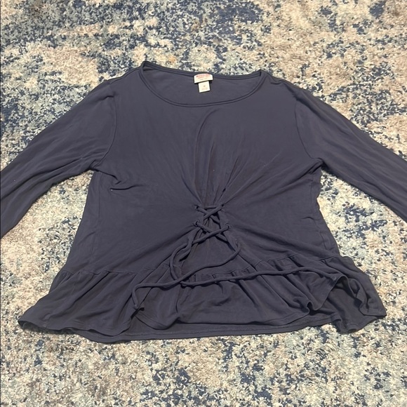 Mossimo Navy Ruched Front Top (Size M) - Picture 1 of 2